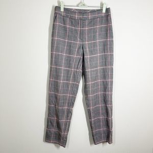 St. John Emma Glen Plaid Crop Pants Womens Size 6 Gray Wool Silk‎ Blend Mid Rise
